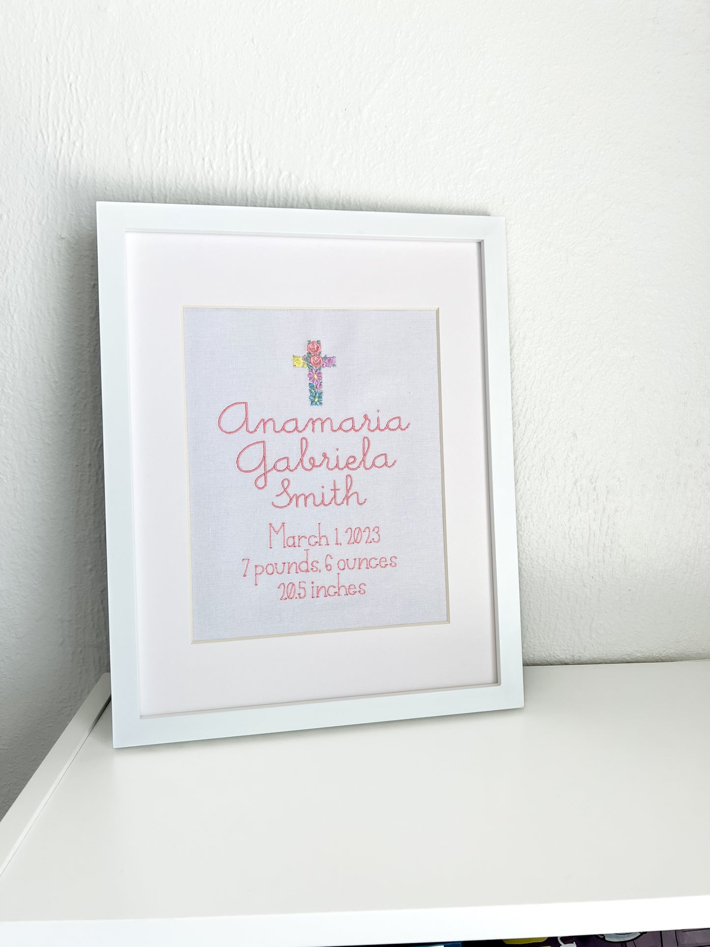 Birth Announcement | Floral Cross