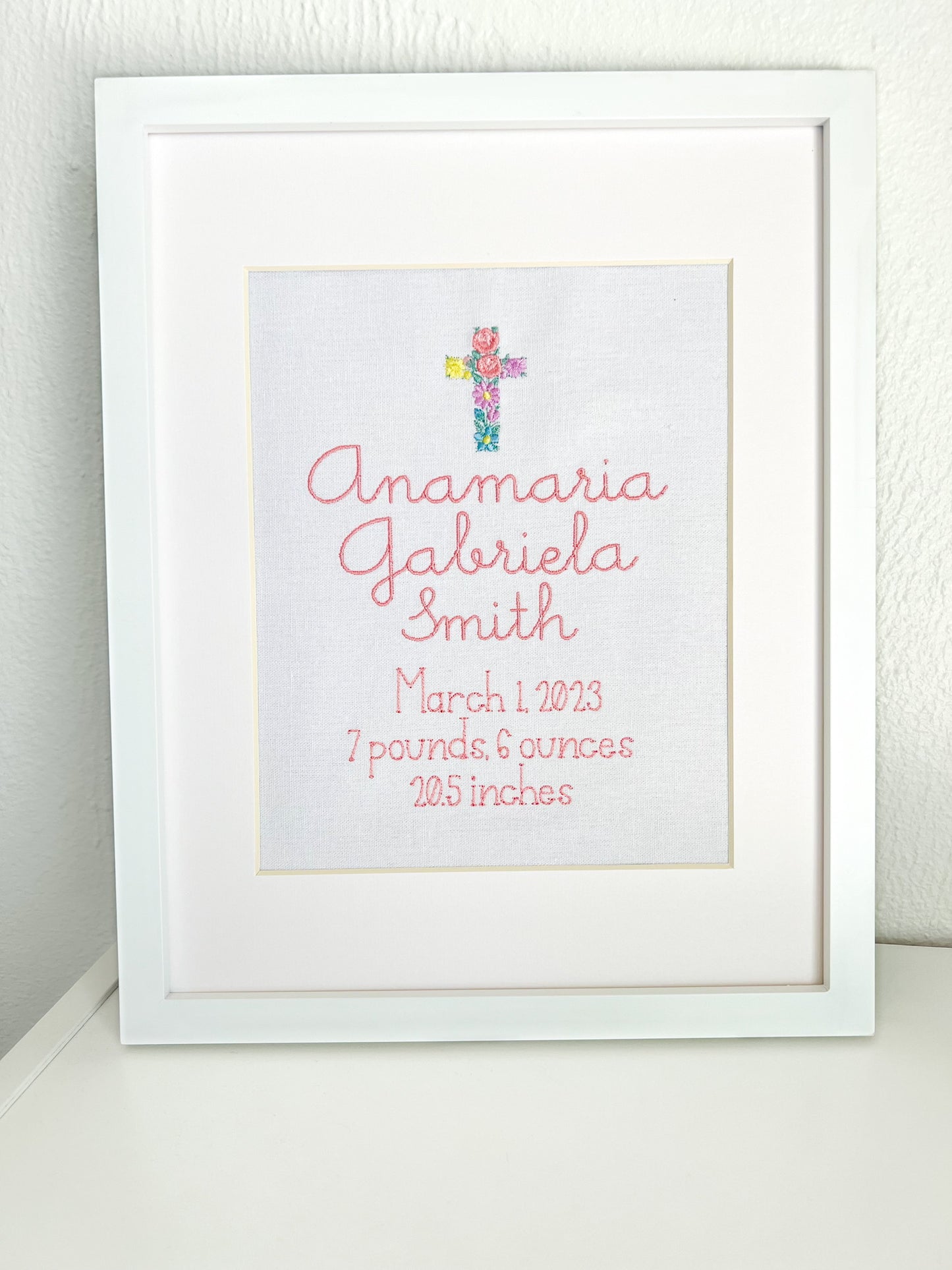 Birth Announcement | Floral Cross